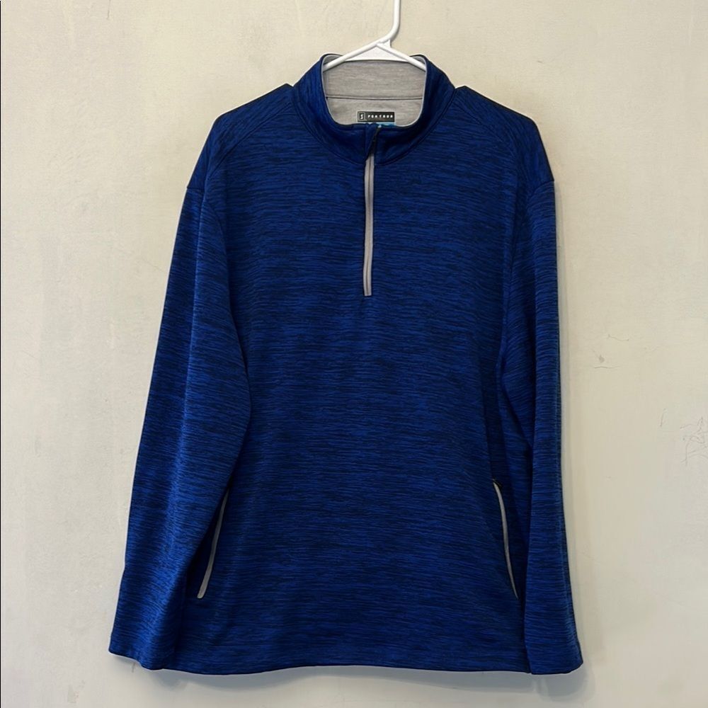 PGA Tour Blue Black Quarter zip long sleeve Pullover Size XL EUC